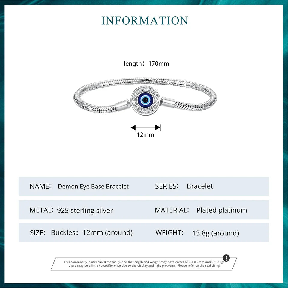 Protective Evil Eye Charm Sterling Silver Snake Chain Bracelet - Velora