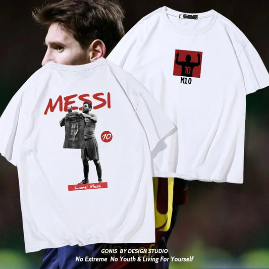 Messi 100% cotton summer men's short-sleeved t-shirt outdoor casual tops street fashion men's clothing Velora