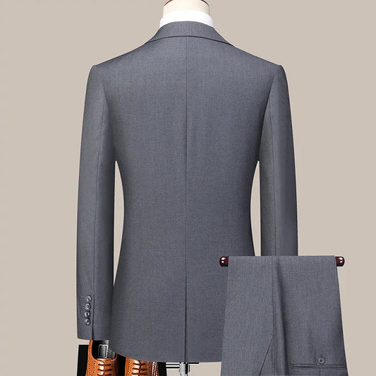 Suit (Blazer+ Pants) Men's Fashion Business Outdoor Trend Solid Color Casual Slim-fit Wedding Host Gentleman Suit S-6XL Velora