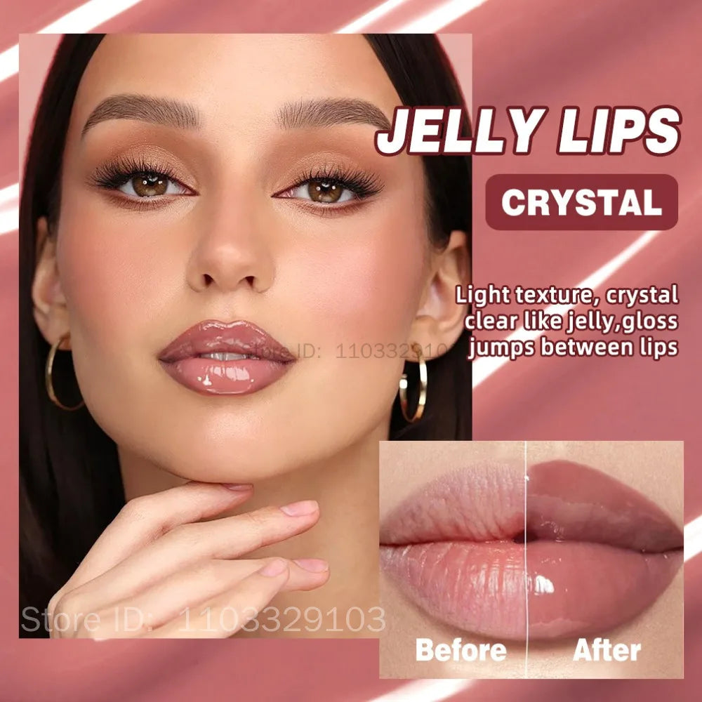 QIBEST Crystal Lip Balm Moisturizing Lip Gloss Oil Jelly Lipgloss Long Lasting Liquid Lipstick Hydrating Tinted Lip Serum Makeup - Velora