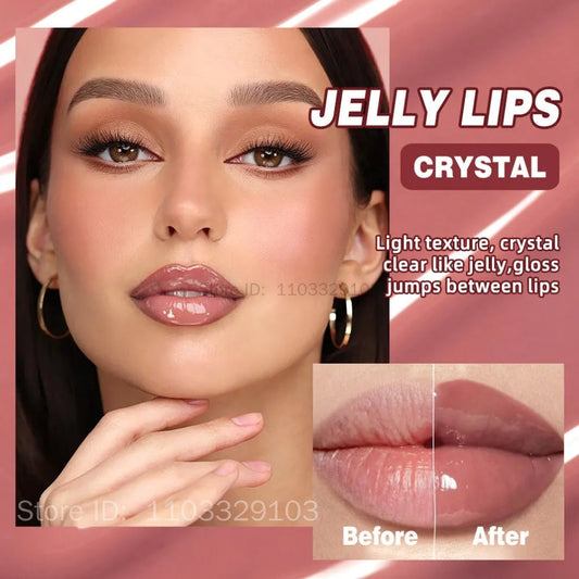 QIBEST Crystal Lip Balm Moisturizing Lip Gloss Oil Jelly Lipgloss Long Lasting Liquid Lipstick Hydrating Tinted Lip Serum Makeup - Velora