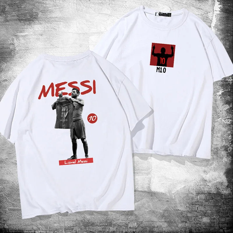 Messi 100% cotton summer men's short-sleeved t-shirt outdoor casual tops street fashion men's clothing Velora