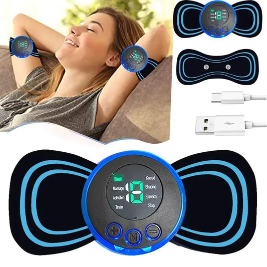 Intelligent Mini Electric Neck Massager Charging Portable Shoulder and Neck Neck Massage Patch with Multiple Adjustable Levels - Velora