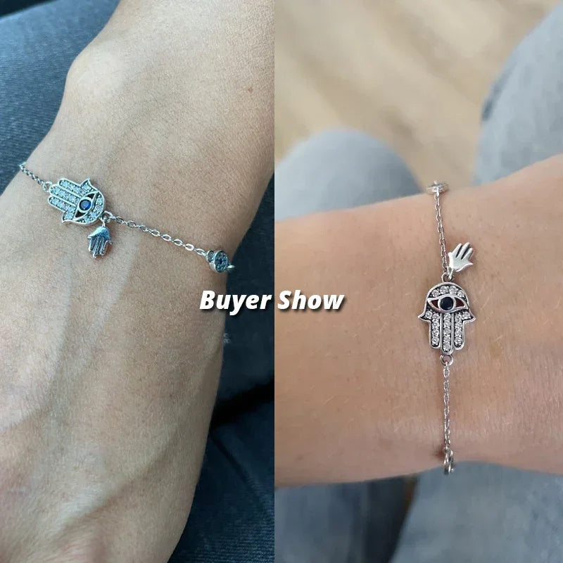 Protective Sterling Silver Lobster Clasp Blue Evil Eye Charm Bracelet Itz Luxury