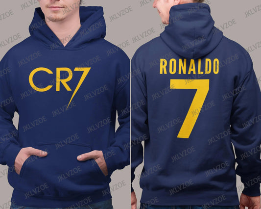 Ronaldo 7 Print Hoodie Retro Street Sweatshirt Top Autumn Women Men Casual Pullover Cotton Sport Hooded Men Clothing Streetwear Velora