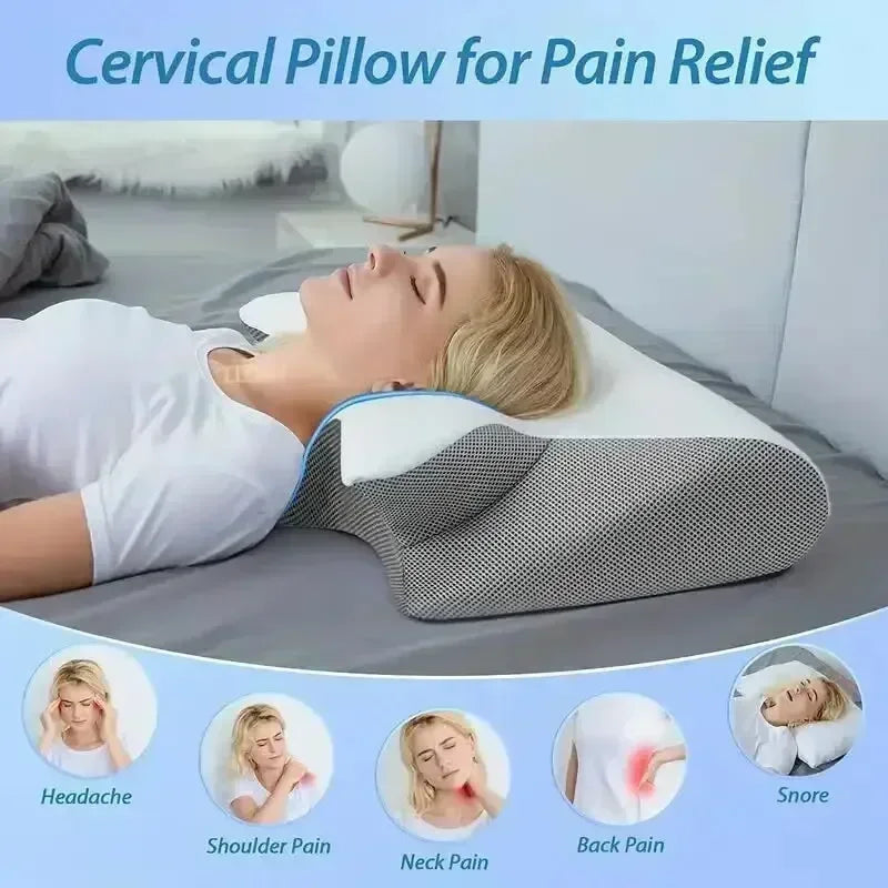 Sleep Memory Neck Pillow Butterfly Slow Rebound Comfortable Memory Foam Sleep Pillow Cervical Orthopedic Neck Massage Bed Pillow - Velora
