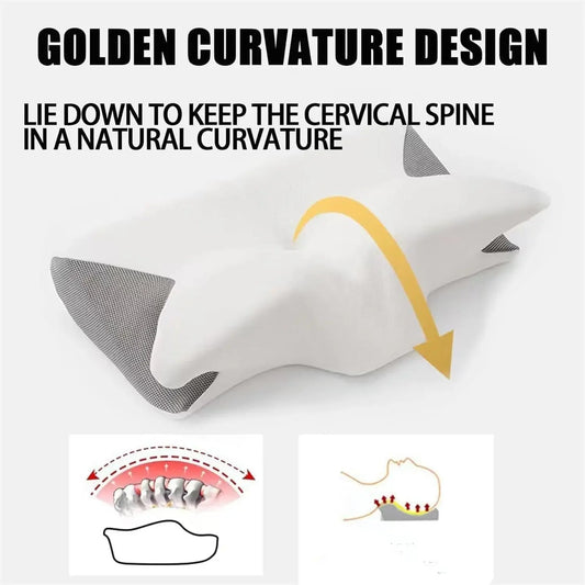 1pc Memory Foam Cervical Pillow, 2 in 1 Ergonomic Contour Orthopedic Pillow for Neck Pain, Contoured Support Pillows,Neck Pillow - Velora