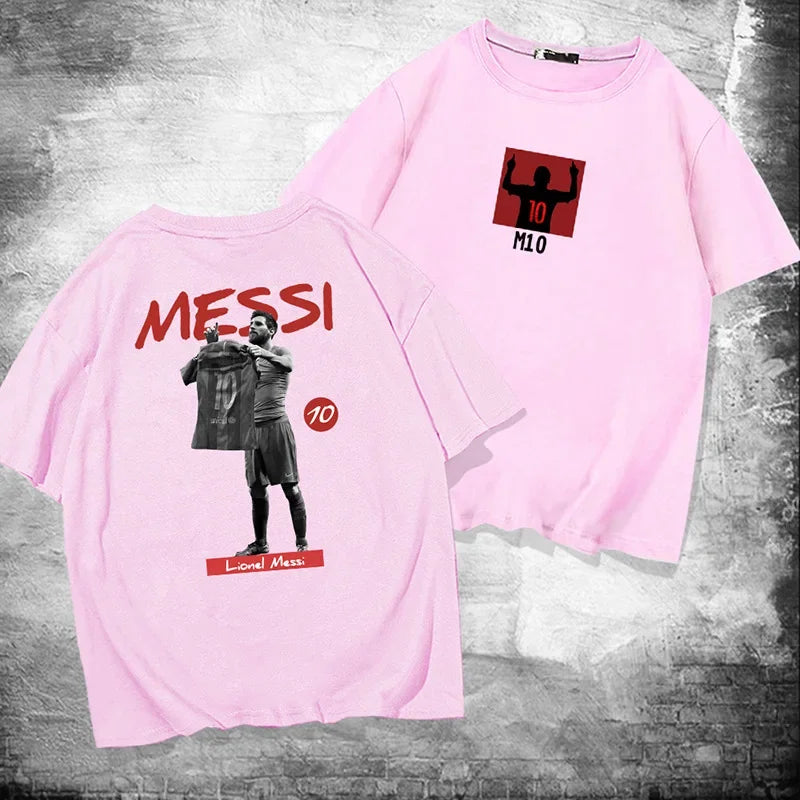 Messi 100% cotton summer men's short-sleeved t-shirt outdoor casual tops street fashion men's clothing Velora