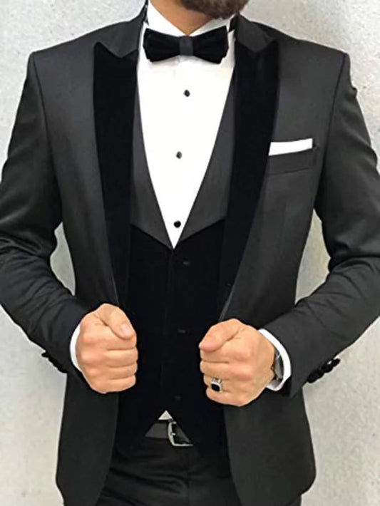 Slim Fit Men's 3 Pieces Suit Wedding Dinner Groom Tuxedo Suits for Men Jacket Waistcoat & Trousers Business Men Suits Sets Velora