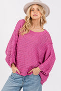 SAGE + FIG Distressed Asymmetrical Open Stitch Sweater - Velora Luxury Fashion