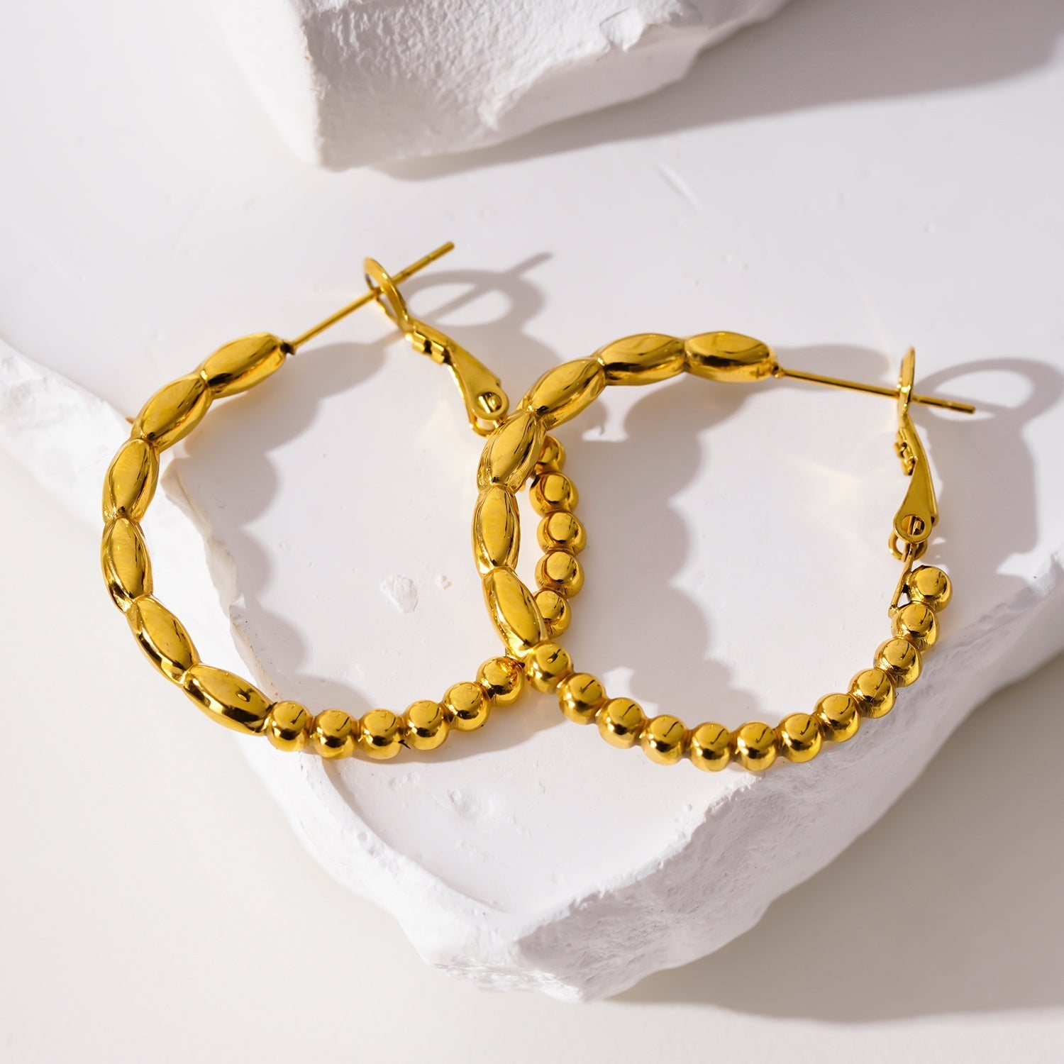 SAOREI: Dual Beaded Hoop Earrings - Velora Luxury Fashion