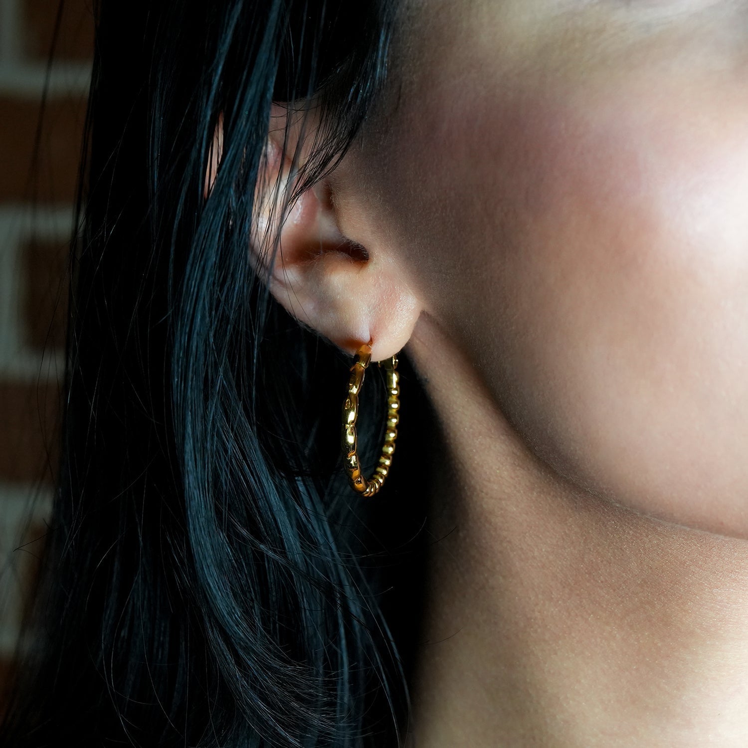 SAOREI: Dual Beaded Hoop Earrings - Velora Luxury Fashion