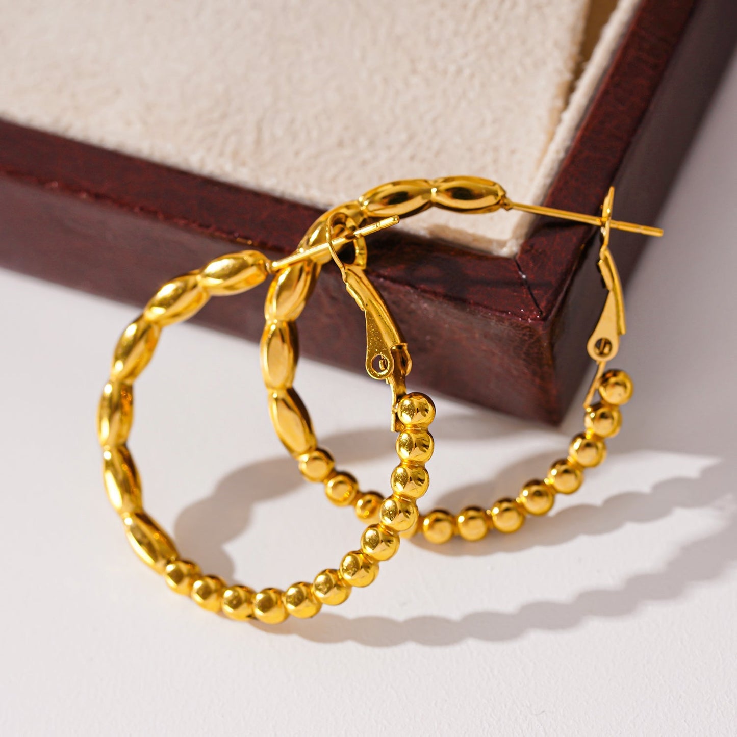SAOREI: Dual Beaded Hoop Earrings - Velora Luxury Fashion