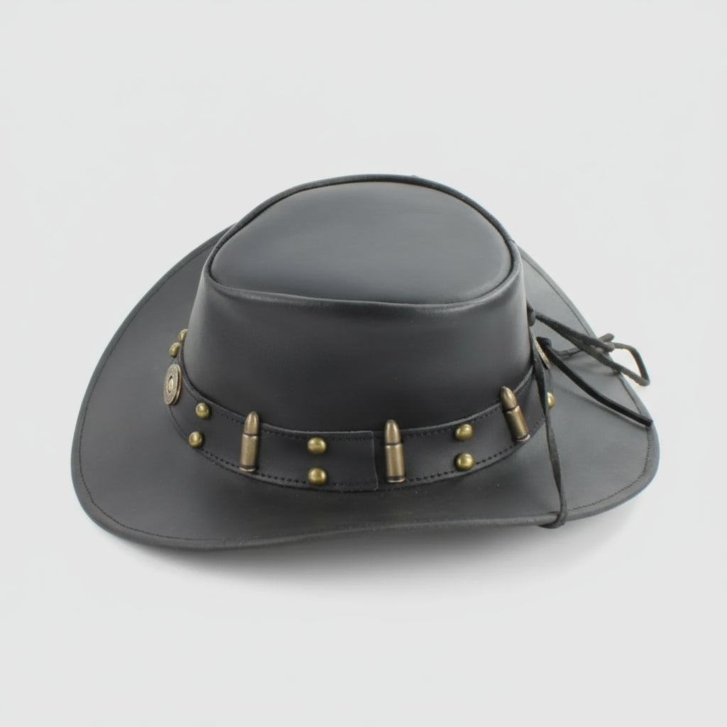 Shapeable Cowboy Hat with 12 Gauge Bullet Slice & Embellishments - Velora Luxury Fashion
