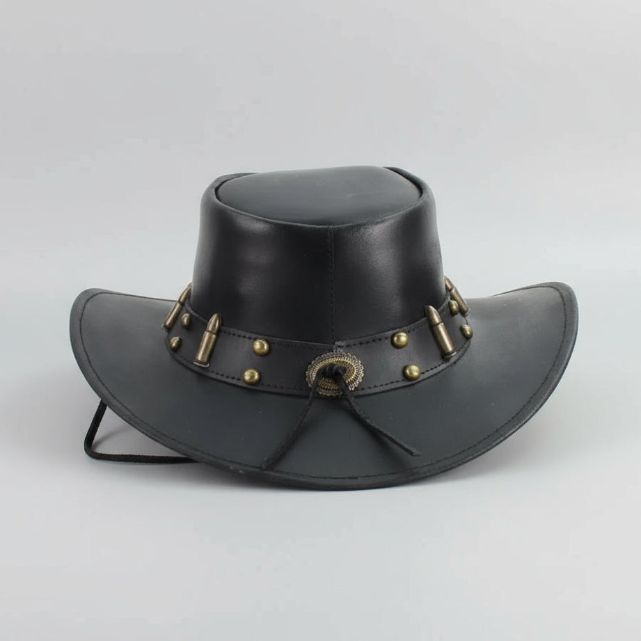 Shapeable Cowboy Hat with 12 Gauge Bullet Slice & Embellishments - Velora Luxury Fashion