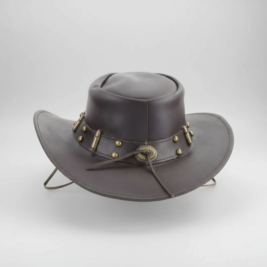 Shapeable Cowboy Hat with 12 Gauge Bullet Slice & Embellishments - Velora Luxury Fashion