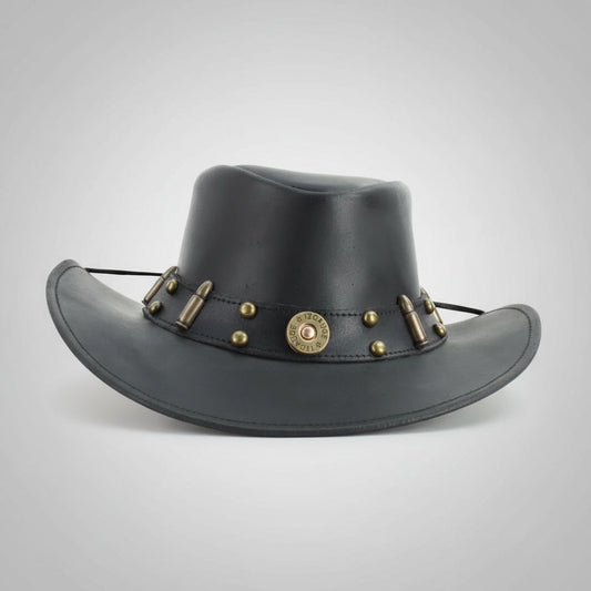 Shapeable Cowboy Hat with 12 Gauge Bullet Slice & Embellishments - Velora Luxury Fashion
