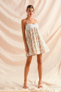 SO ME Mixed Floral Print Sleeveless Mini Dress - Velora Luxury Fashion
