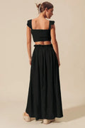 SO ME Smocked Top and Flowy Maxi Skirt Set - Velora Luxury Fashion