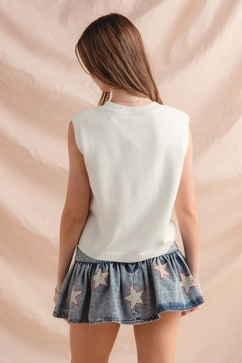 SO ME Teddy Bear Wearing An American Flag With Usa Embroidered Sweater Vest - Velora Luxury Fashion