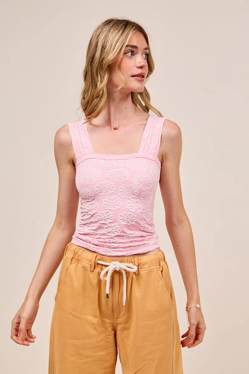 SO ME Two Tone Floral Seamless Tank Top - Velora Luxury Fashion