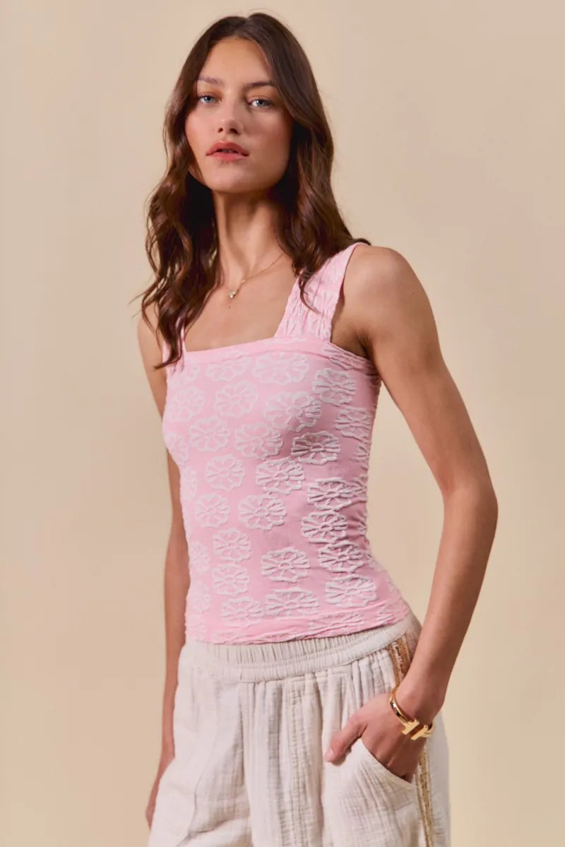 SO ME Two Tone Floral Seamless Tank Top - Velora Luxury Fashion