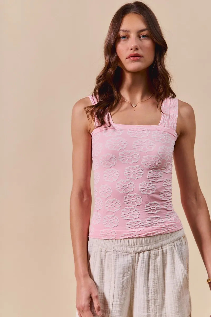 SO ME Two Tone Floral Seamless Tank Top - Velora Luxury Fashion