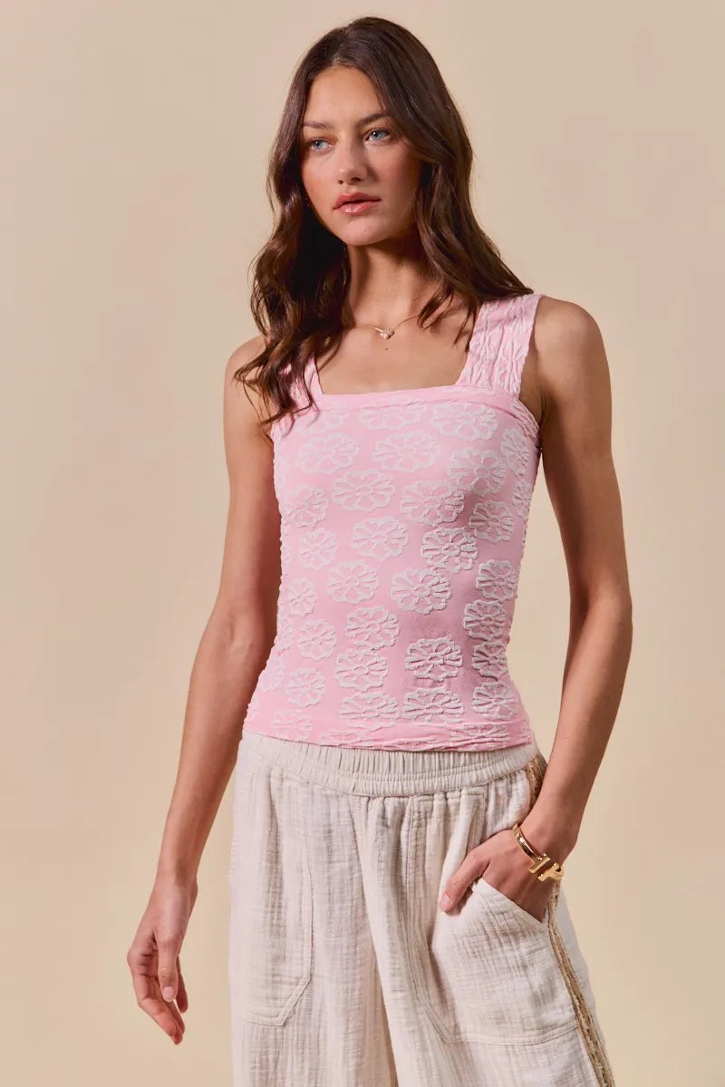 SO ME Two Tone Floral Seamless Tank Top - Velora Luxury Fashion