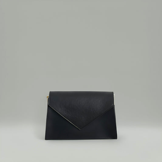 SOHO - Elegant Leather Envelope Crossbody Bag – Classic Black & Terracotta Brown - Velora Luxury Fashion
