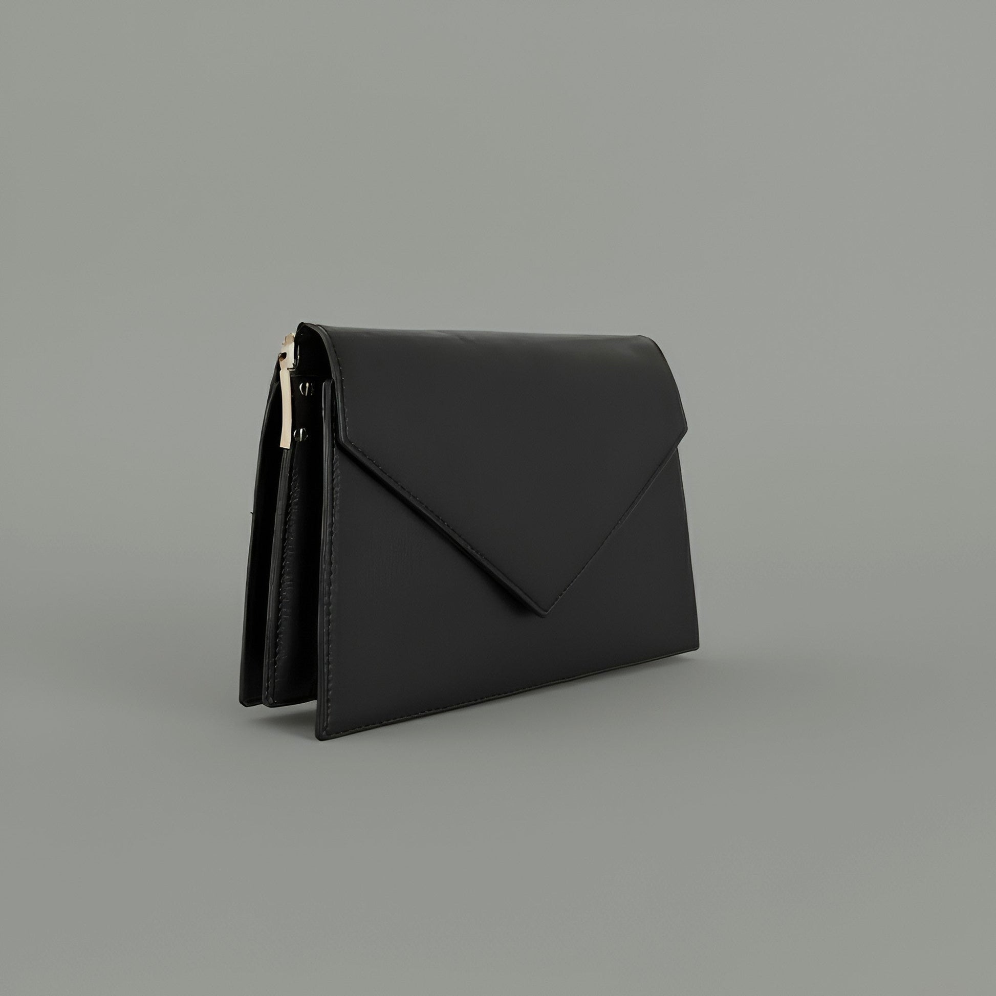 SOHO - Elegant Leather Envelope Crossbody Bag – Classic Black & Terracotta Brown - Velora Luxury Fashion