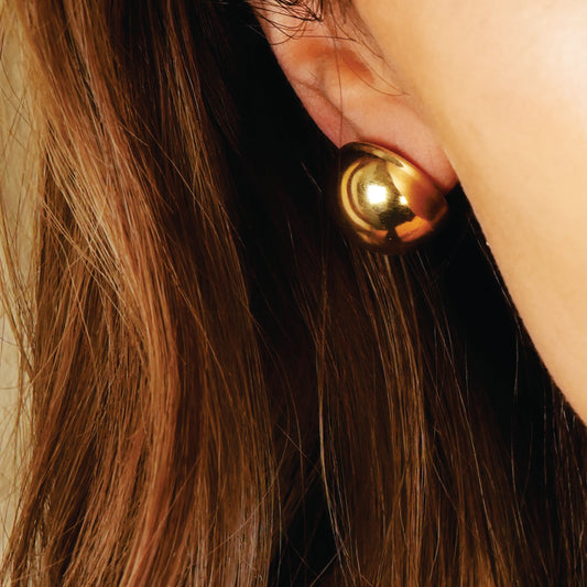 SPERICCA Gold: Half-Globe Geometric Statement Stud Earrings - Velora