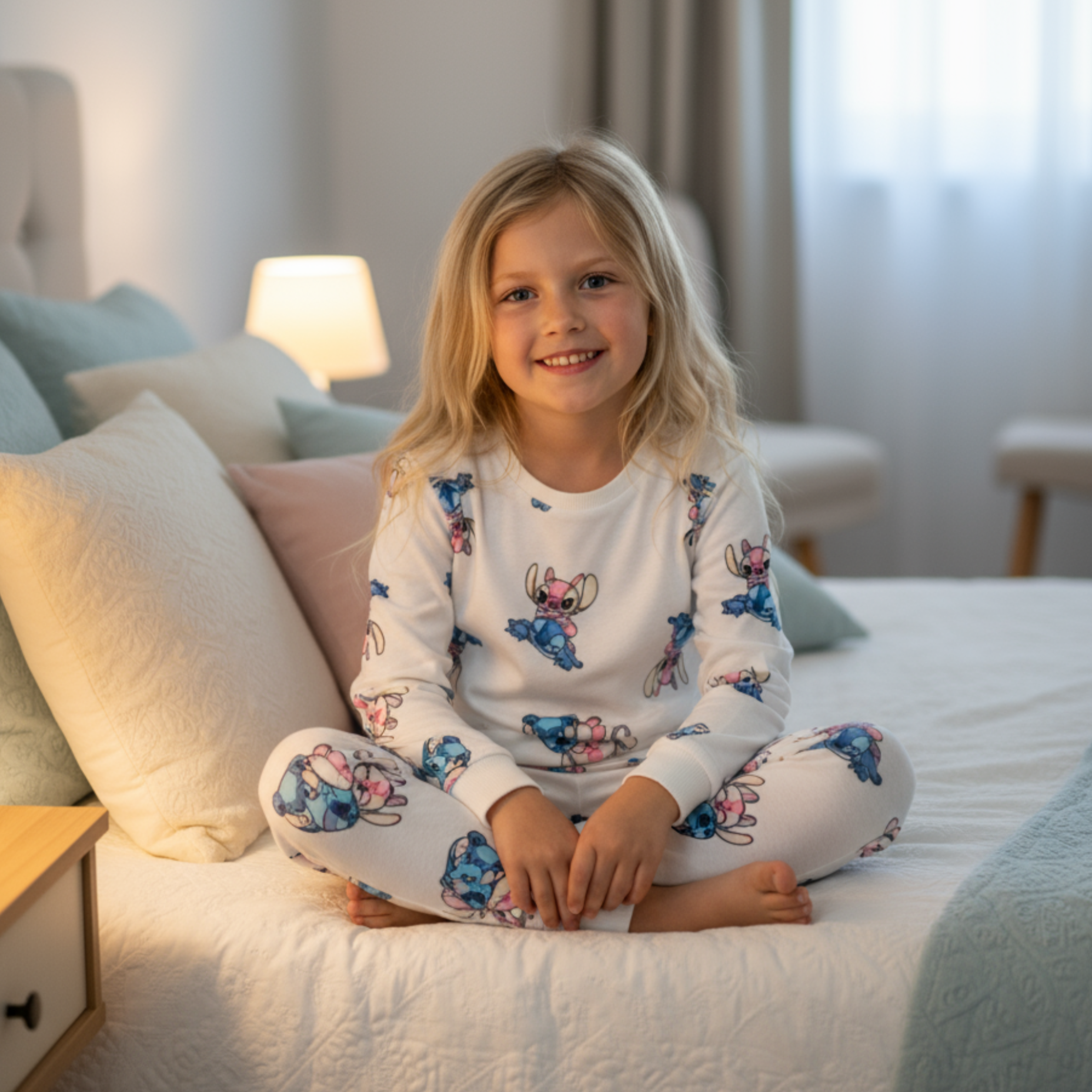STlTCH'ed Night Cotton Pyjama Set - Velora Luxury Fashion