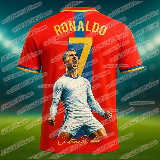 Ronaldo 3D Print Sport Quick Dry Breathable Men Tshirt Football Jersey Team Uniform Baby Parent Child Kids Boy Girl Short Sleeve Velora