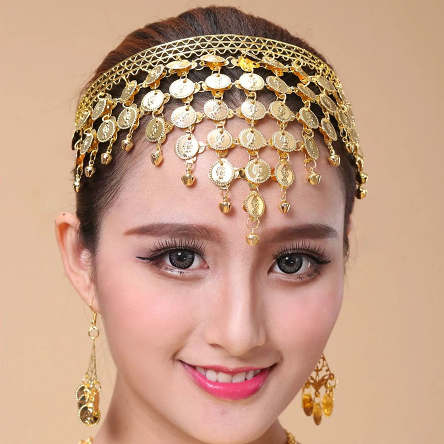 Indian Dance Accessories Necklace Headwear Earrings Bracelet Hair Band Jewelry Set Women's Party Jewelry Gifts Velora