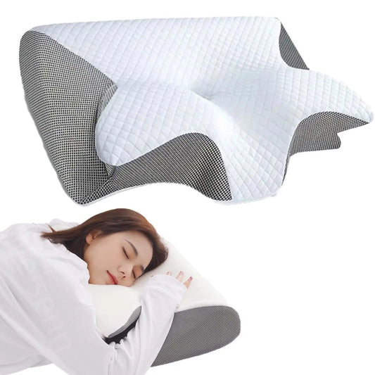 Releep Cervical Neck Pillow Neck Pain Relief Adjustable Contour Pillow for Sleeping Ergonomic Memory Foam Pillow Side Sleeper - Velora