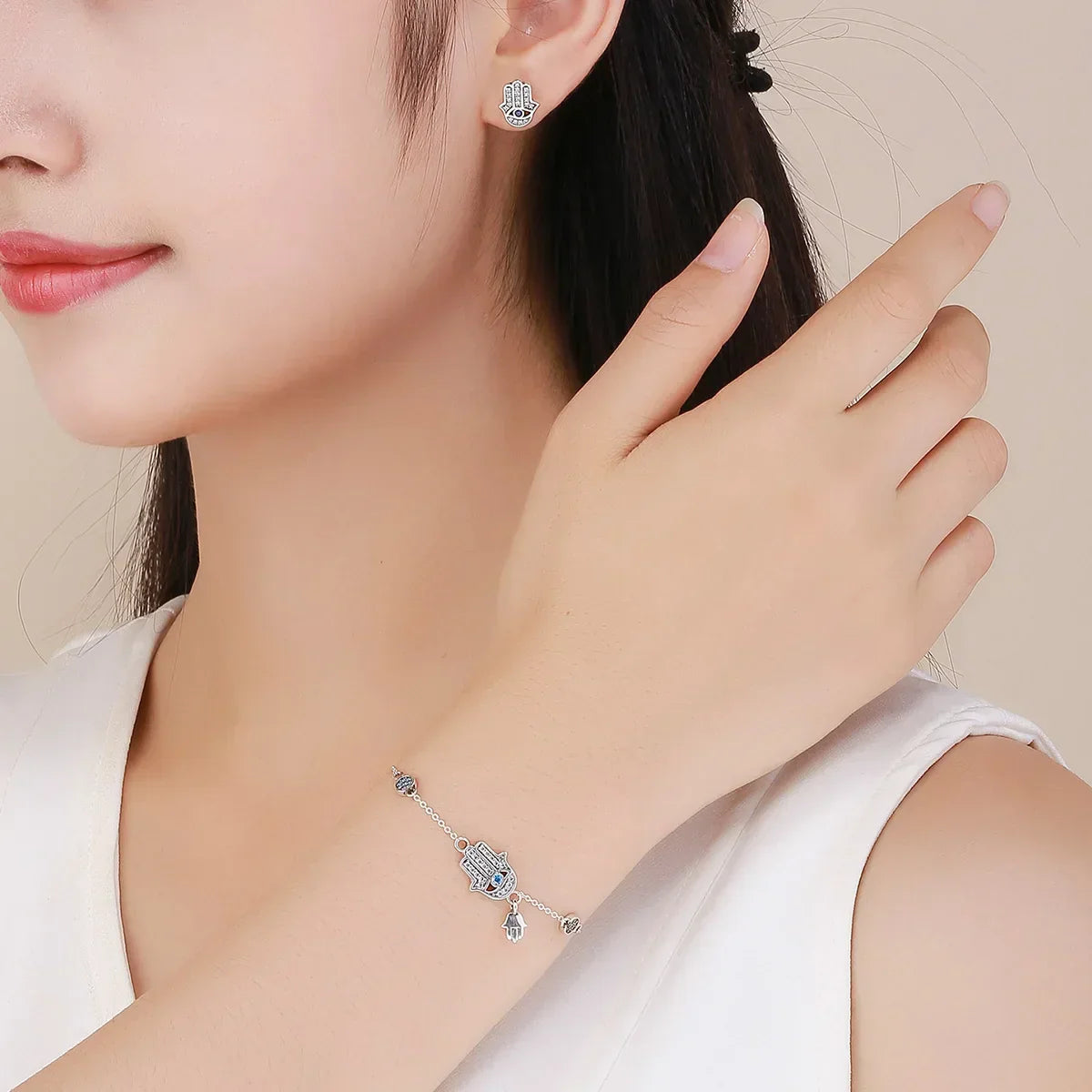 Protective Sterling Silver Lobster Clasp Blue Evil Eye Charm Bracelet Itz Luxury