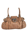 Salvatore Ferragamo Gancini Leather Shoulder Hand Bag Brown 7570K - Velora Luxury Fashion