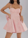 Satin Mini Cami Dress with Bow - Velora Luxury Fashion