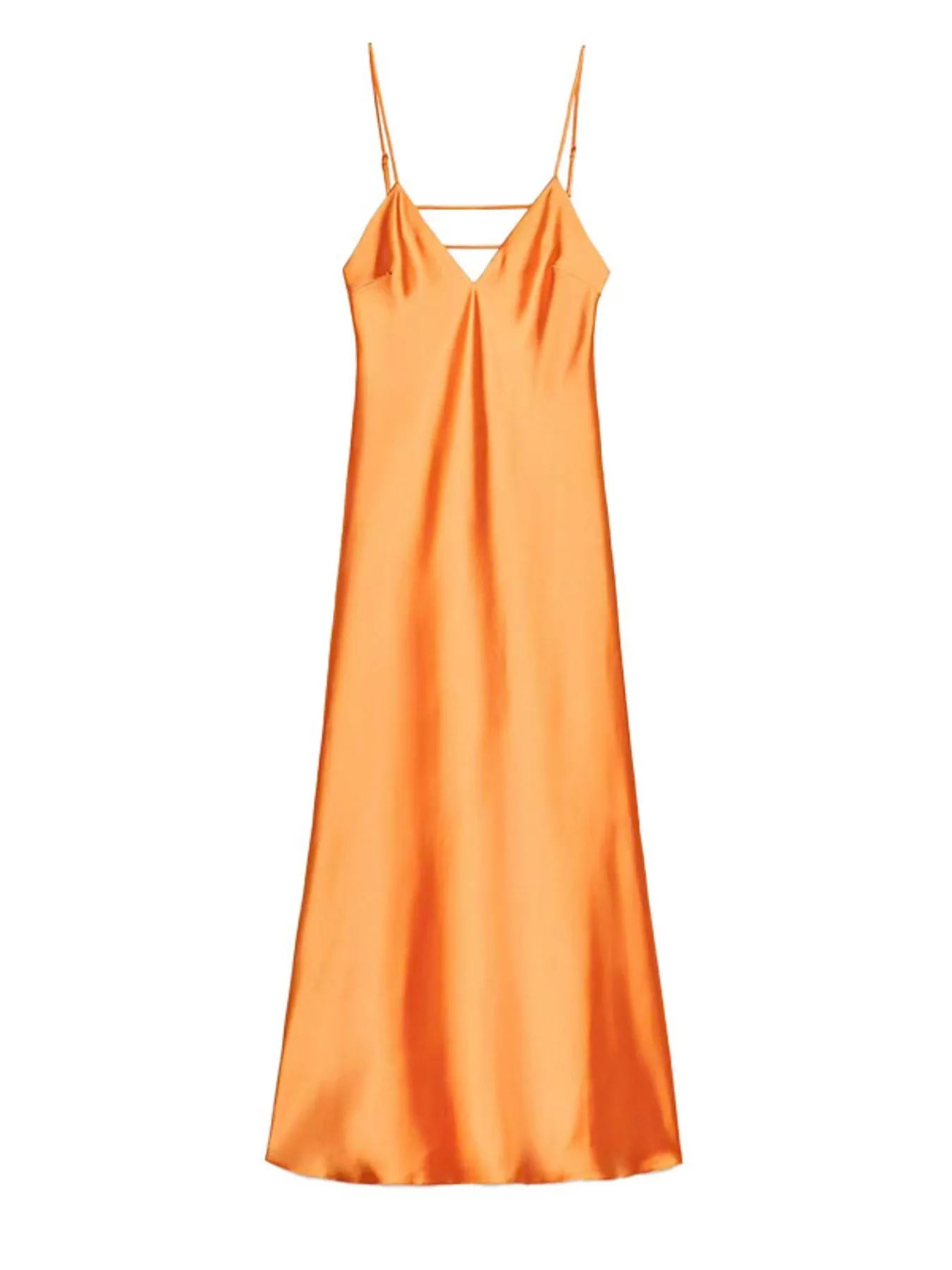 Satin V-Neck Cami Dress - Velora Luxury Fashion