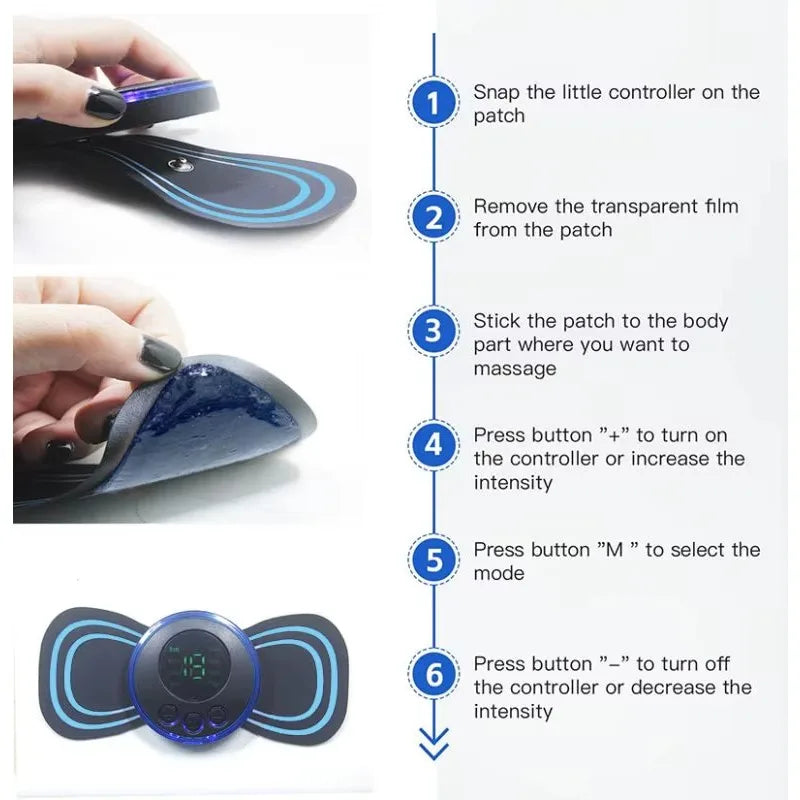Intelligent Mini Electric Neck Massager Charging Portable Shoulder and Neck Neck Massage Patch with Multiple Adjustable Levels - Velora