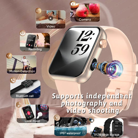 2025 New Smart Watch Men Women Camera Take Photos Record Video Health Monitor Sports Fitness Waterproof BT Call Smartwatch - Velora