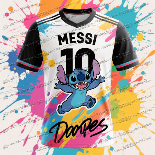 Messi No.10 Stitch Printed Football Sportswear T-Shirt Quick Drying Outdoor Parent-Child Activity Tee Adult&Kid'S Fitness Top Velora