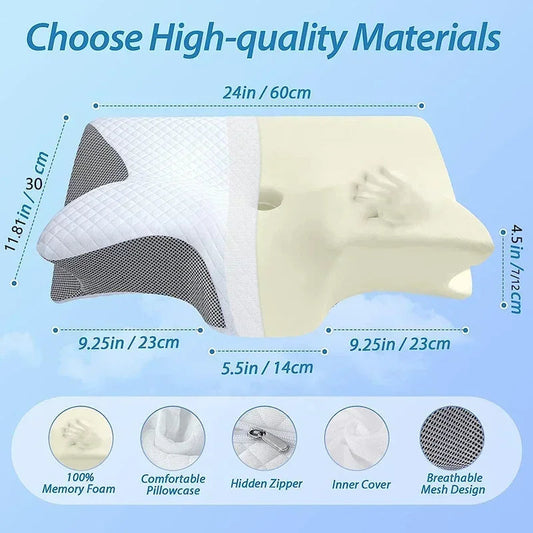 1pc Memory Foam Cervical Pillow Fast Rebound Memory Sleeping Pillows 2in1 Ergonomic Orthopedic Pillow for Neck Pain Neck Pillow Velora