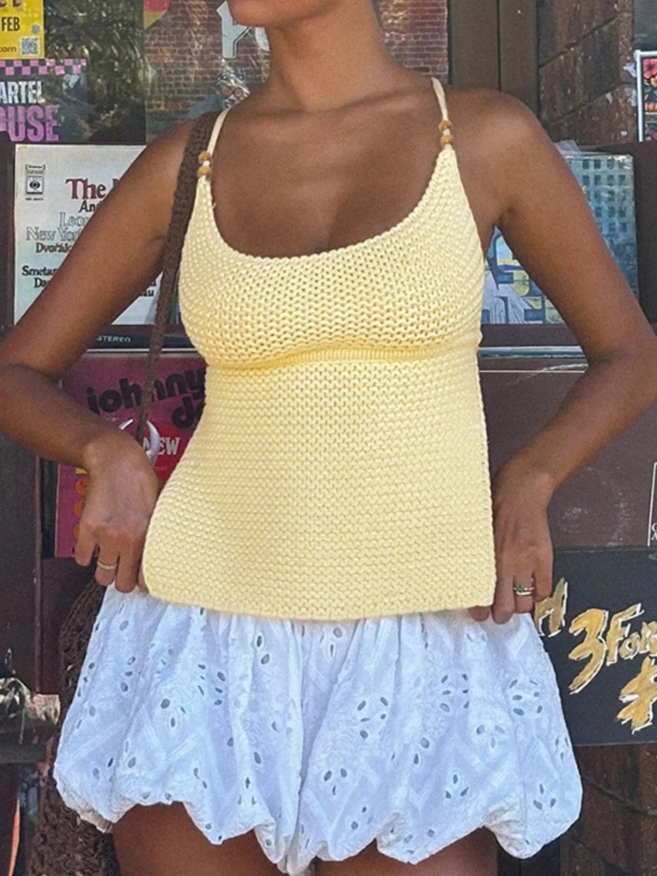 Scoop Neck Knit Cami - Velora Luxury Fashion