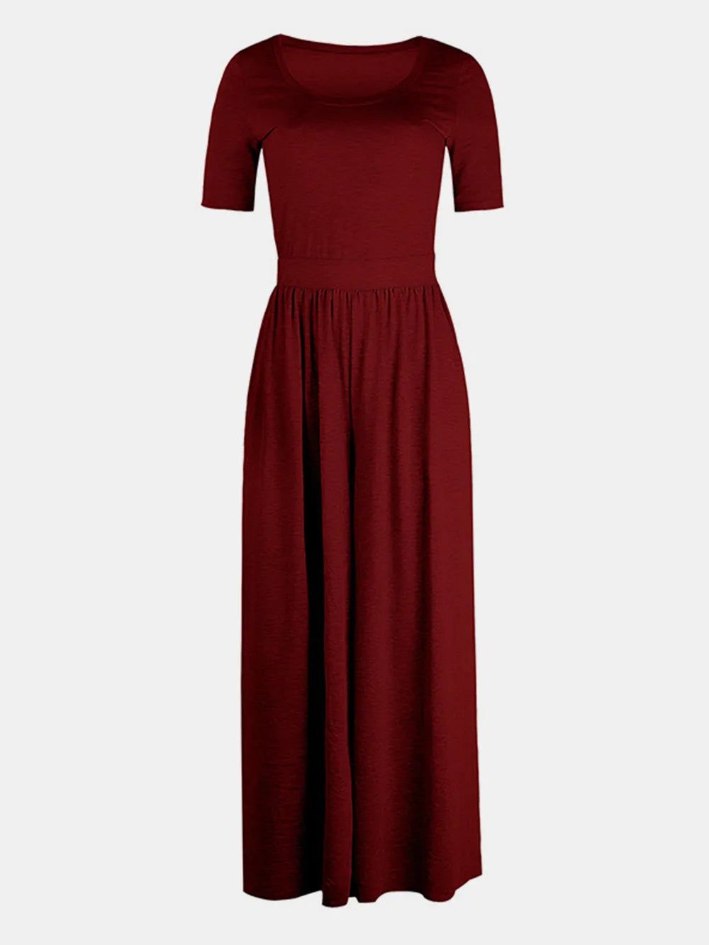 Scoop Neck Short Sleeve Jumpsuit - Velora Luxury Fashion