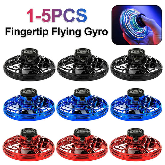 1-5PCS Fingertip Flying Gyro 360° Rotating Helicopter Spinner Toy 100mAh with LED Lights for Adult Kids Decompression Toy Velora