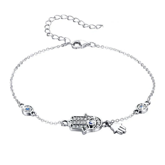 Protective Sterling Silver Lobster Clasp Blue Evil Eye Charm Bracelet Itz Luxury