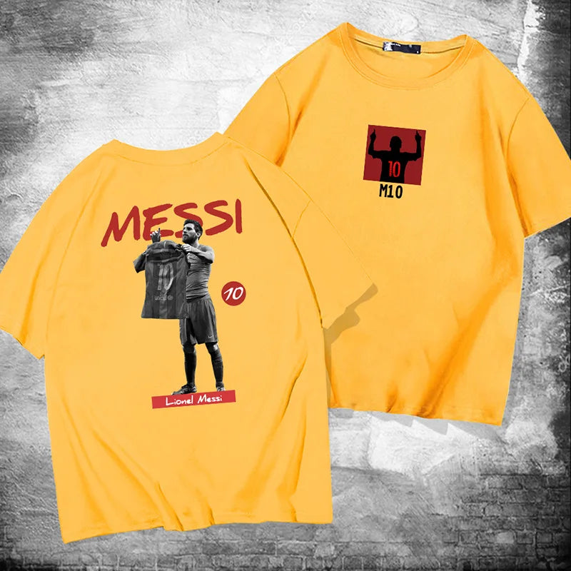 Messi 100% cotton summer men's short-sleeved t-shirt outdoor casual tops street fashion men's clothing Velora