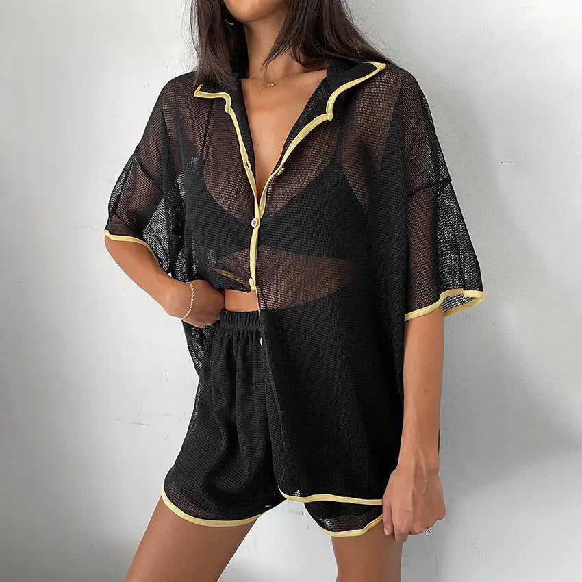 See-through Cardigan Pajamas Two-piece Set For Women EX-STOCK Canada