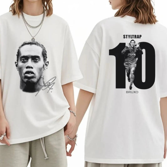 Ronaldinho Head Printed Short Sleeve Fashion Brand Crew-neck Cotton Casual Breathable High Quality Men's women oversize T-shirt Velora